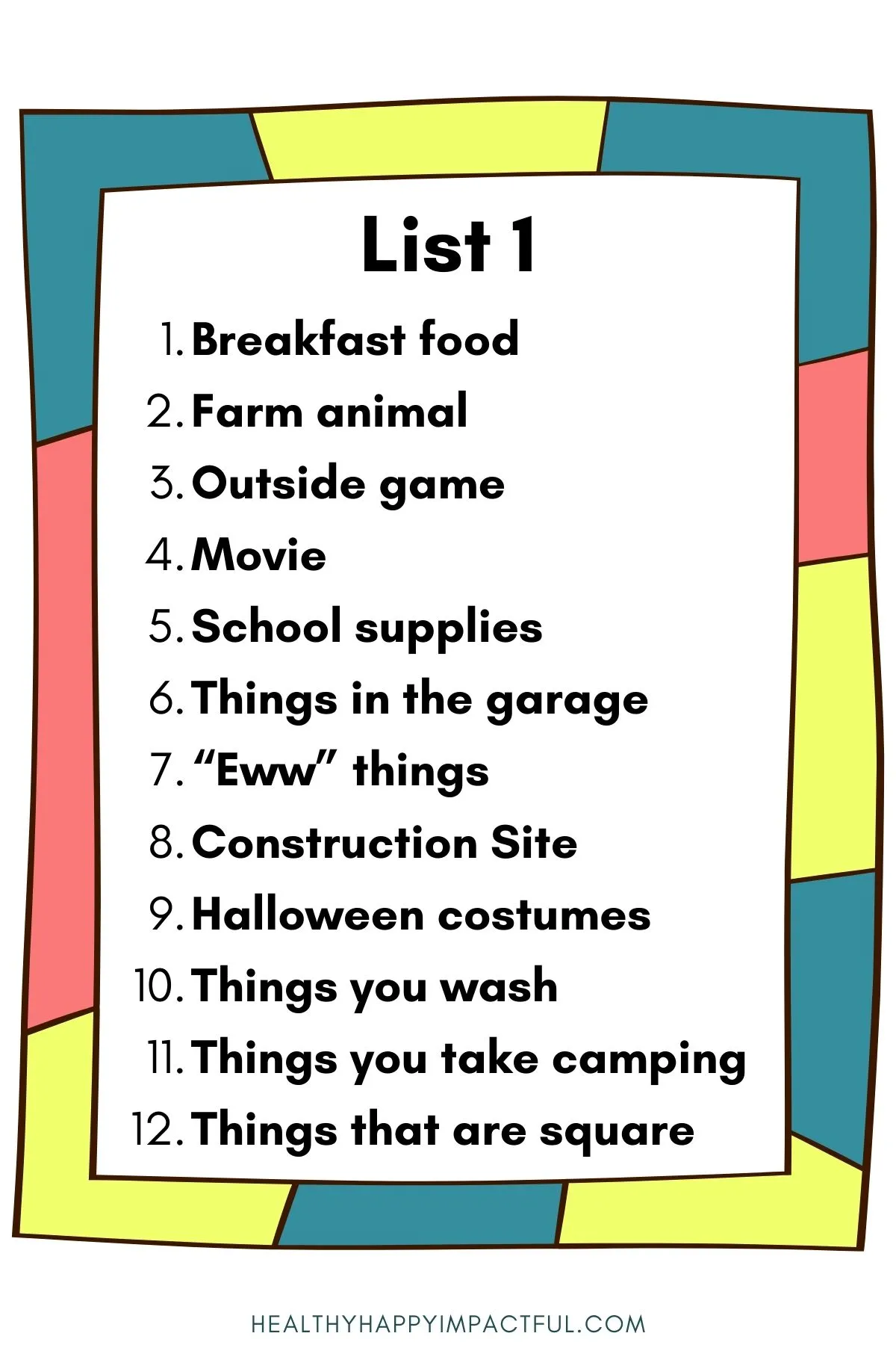 scattergories lists for kids; rules; generator; cards