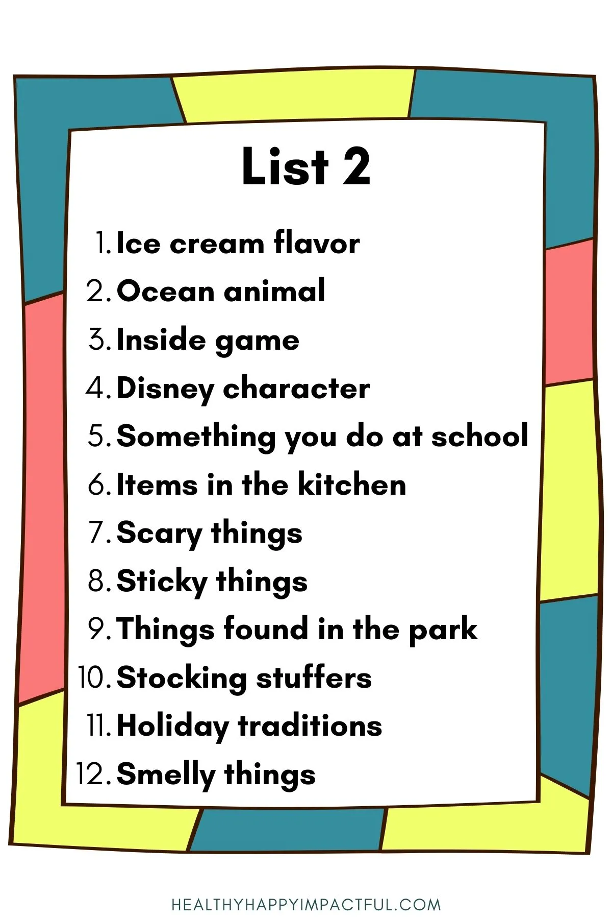 scattergories categories list; Halloween; Christmas; Thanksgiving; holiday