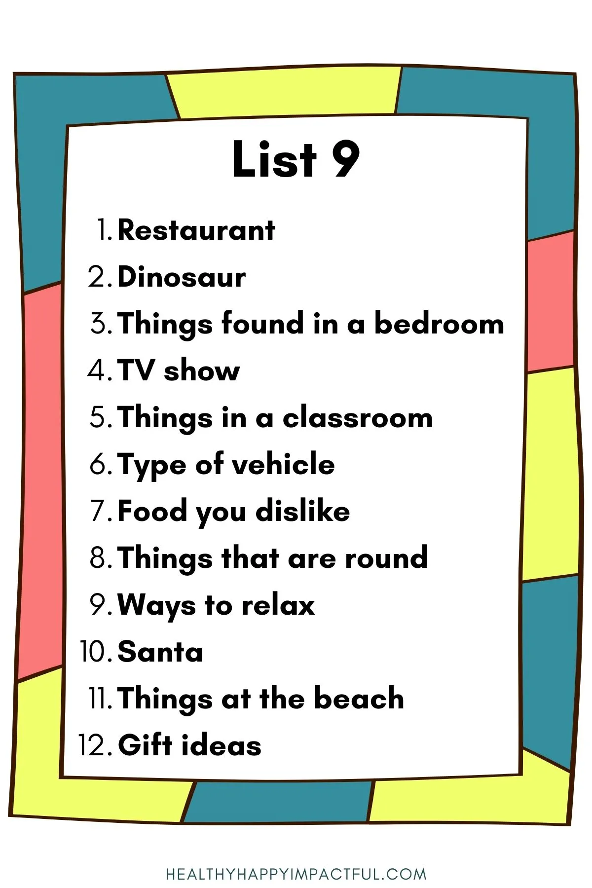 holiday scattergories lists