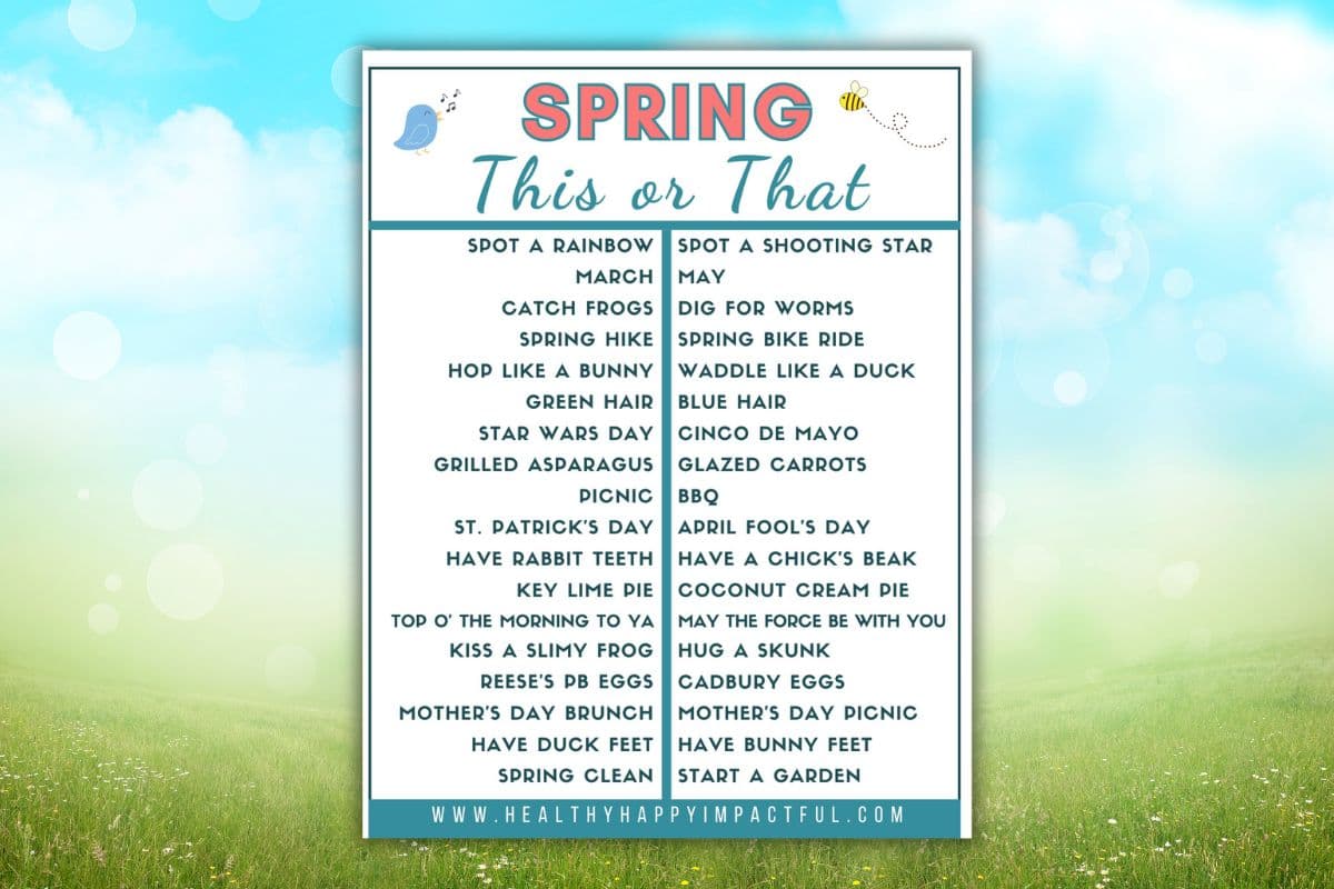 free printable spring break and nature this or that questions quiz exercise