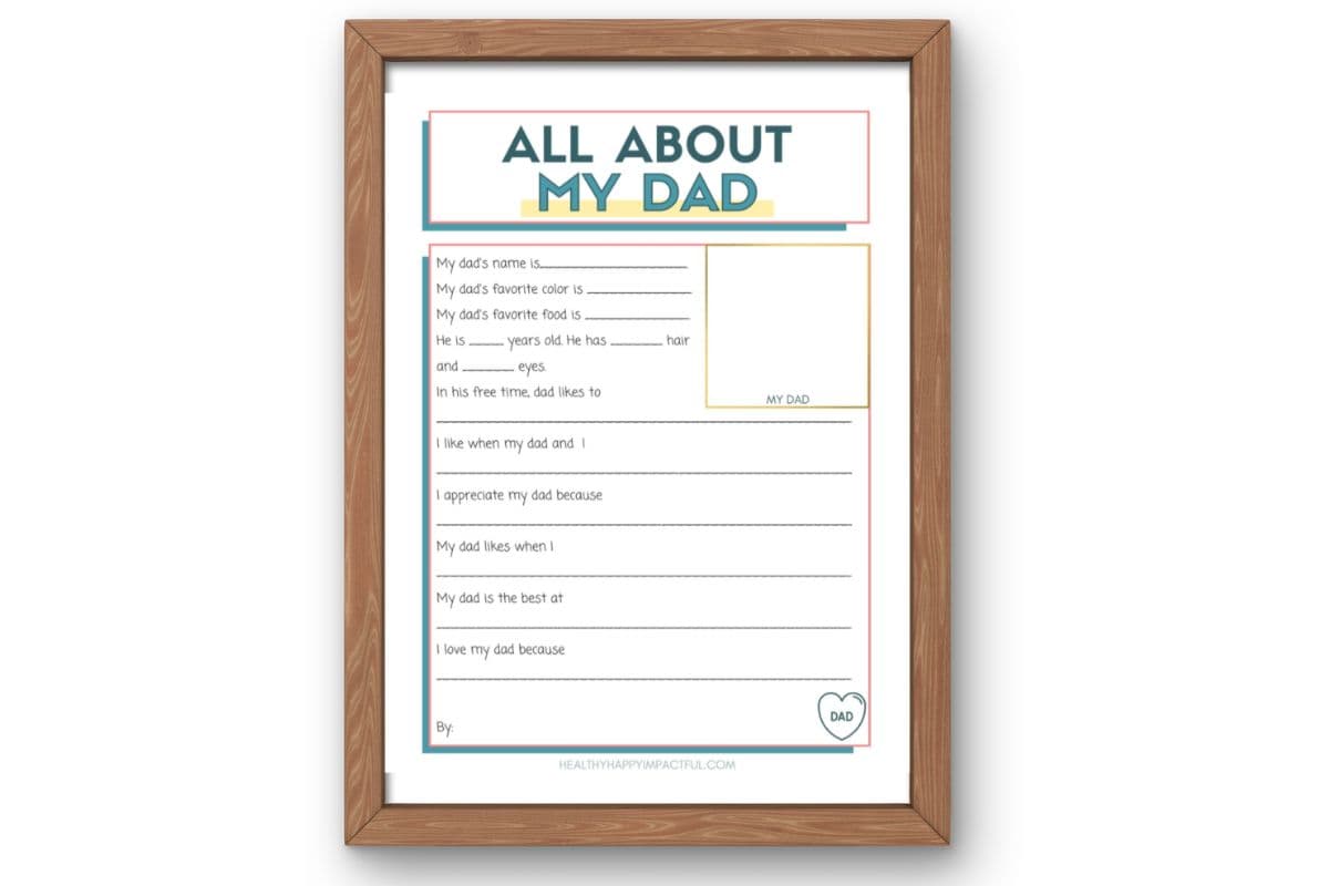 all about my dad printable