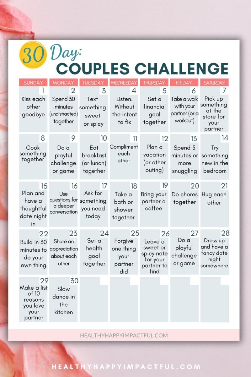 30 day couples challenge free printable