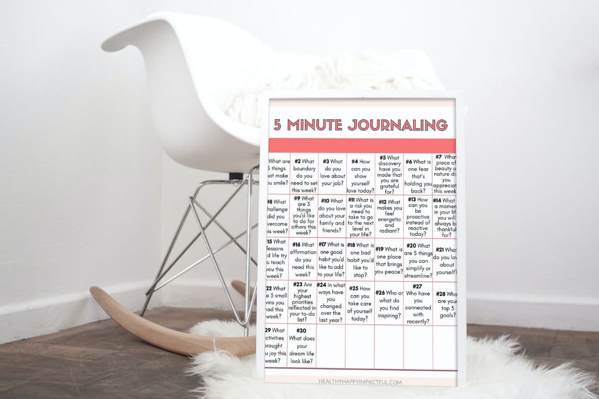 5 minute journaling calendar for 30 days