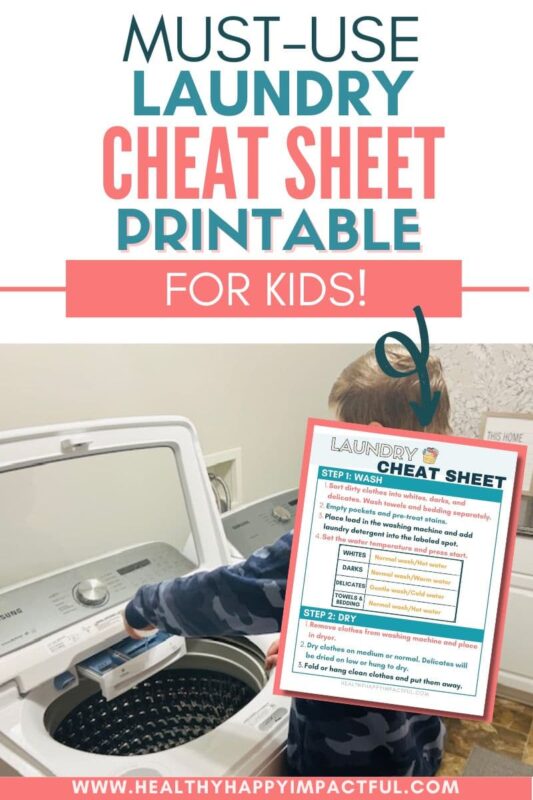 laundry cheat sheet for kids