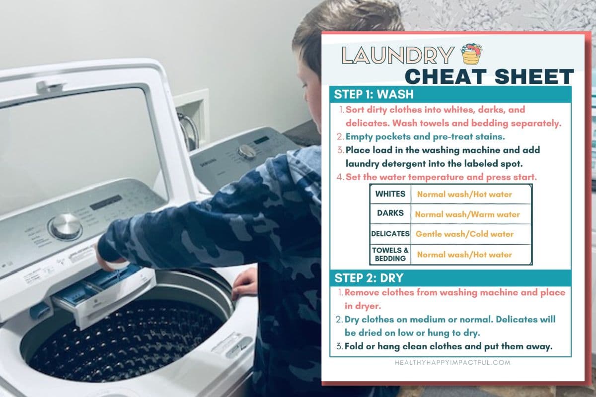 laundry cheat sheet for kids to make laundry easy
