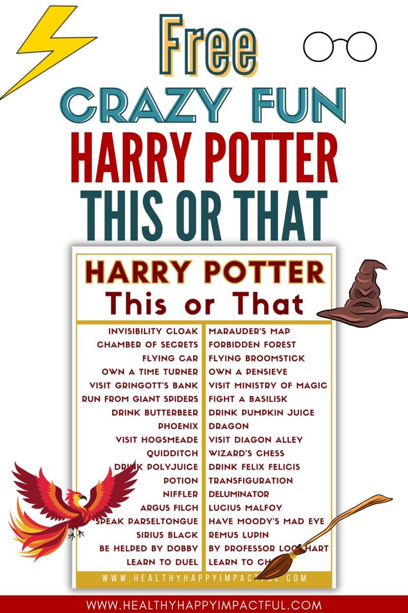 Free Harry Potter This or That game questions and printable
