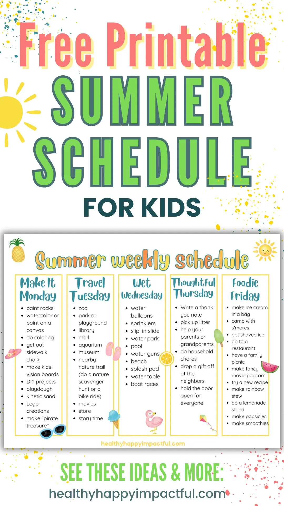 free printable daily summer schedule for kids and teens