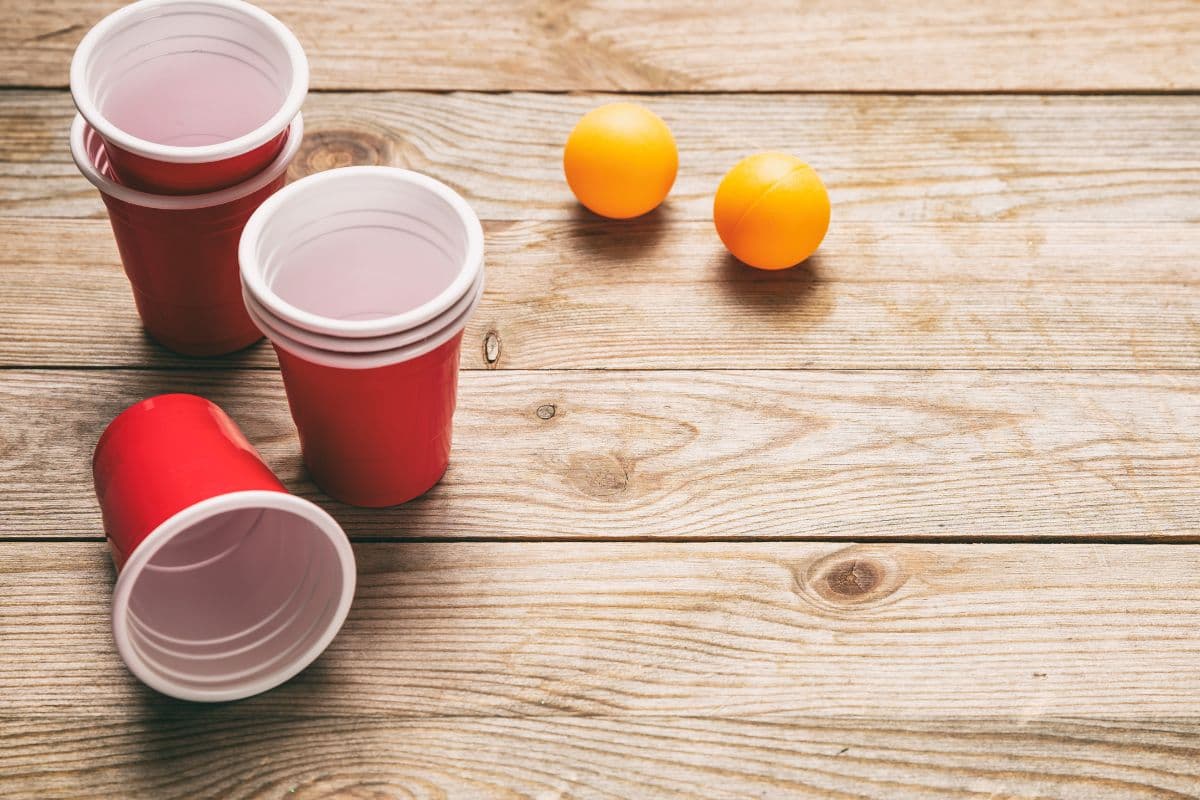 plastic cups and ping pong balls game