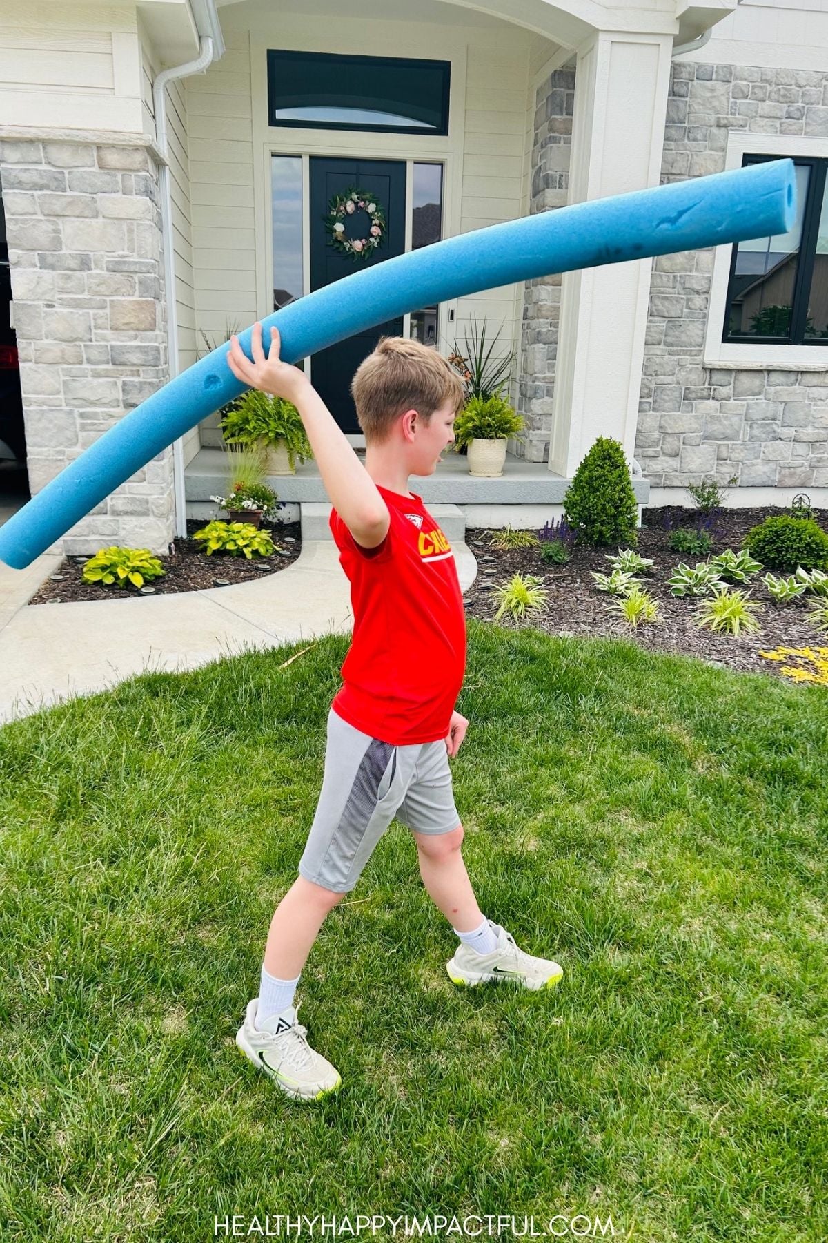 javelin toss with a pool noodle