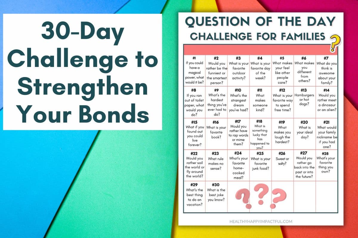 Question of the day challenge for families free calendar printable