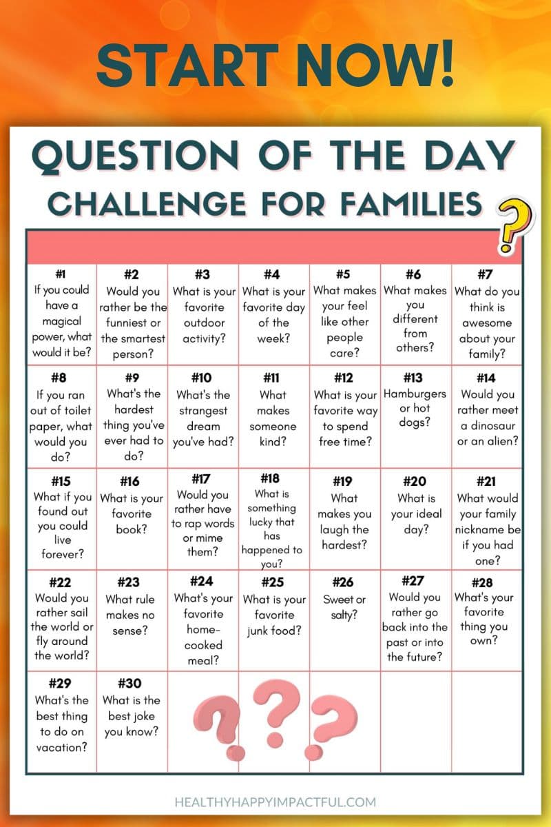 question challenge for kids and family to bond free printable pdf