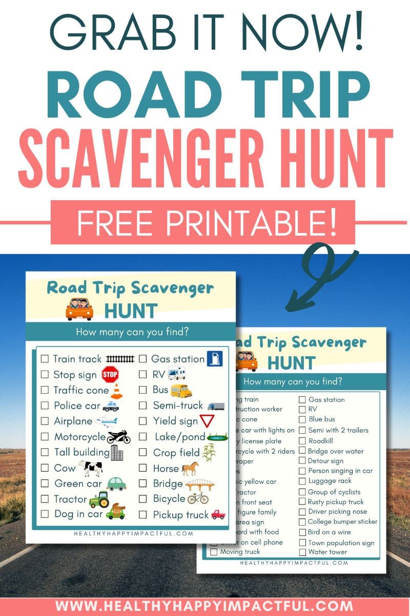 road trip scavenger hunt printable for kids and teens