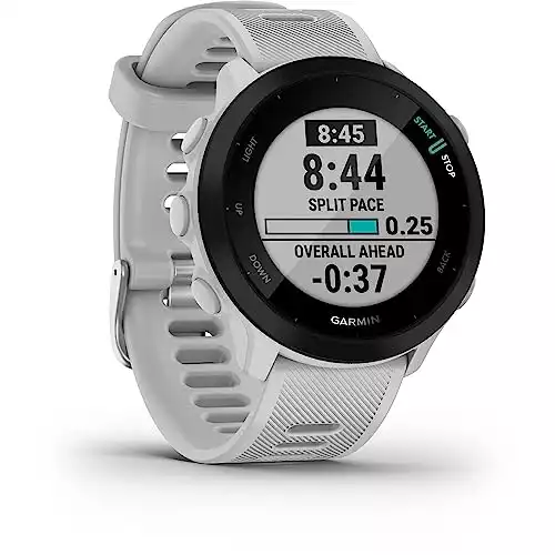 Garmin Forerunner 55, GPS Running Watch with Daily Suggested Workouts, Up to 2 weeks of Battery Life, White