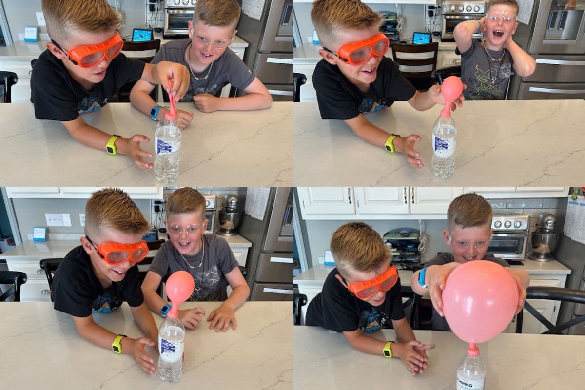 balloon blow up; easy science experiments to do at home or for school