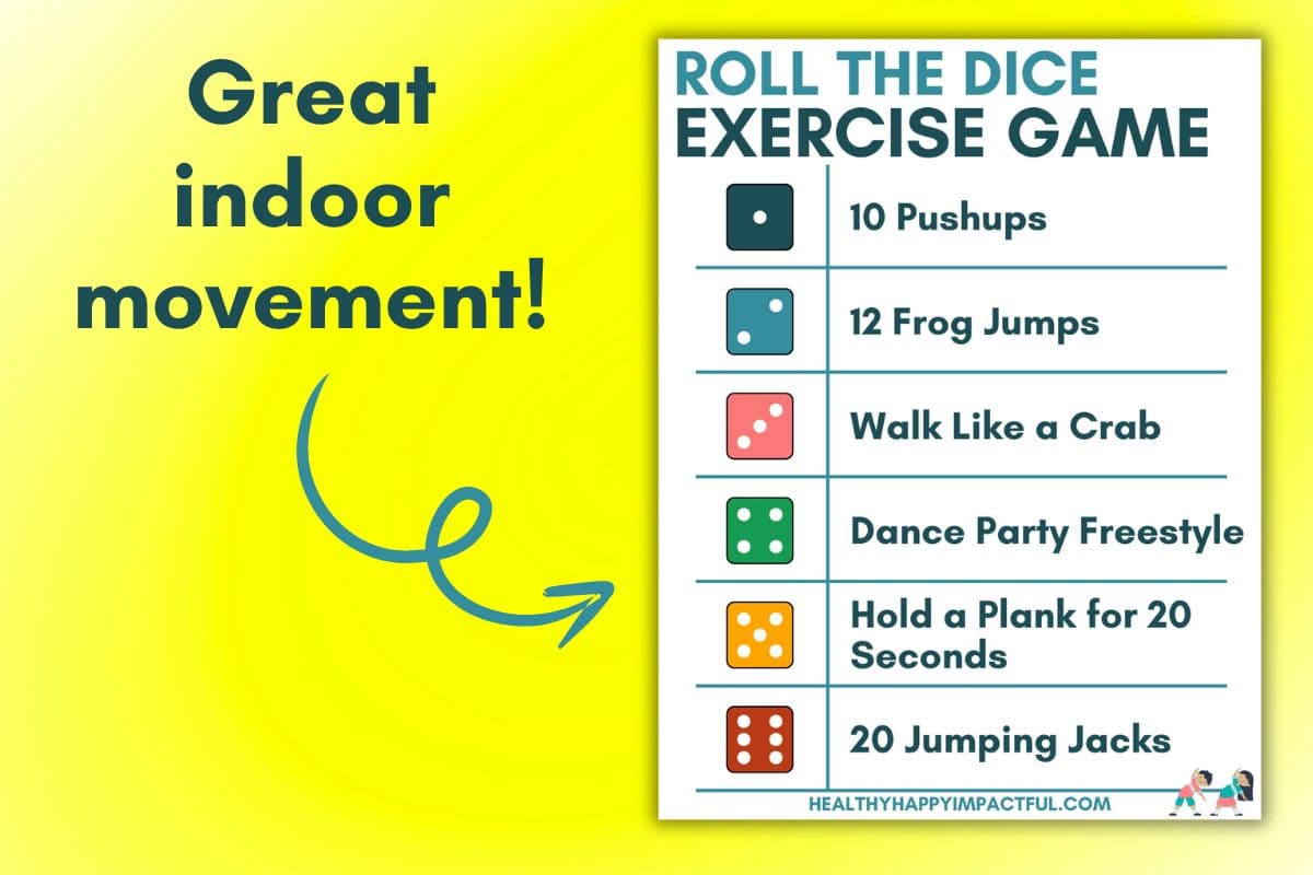 roll the dice exercise game, indoor