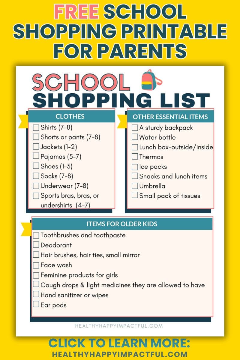 school shopping for middle school and high school