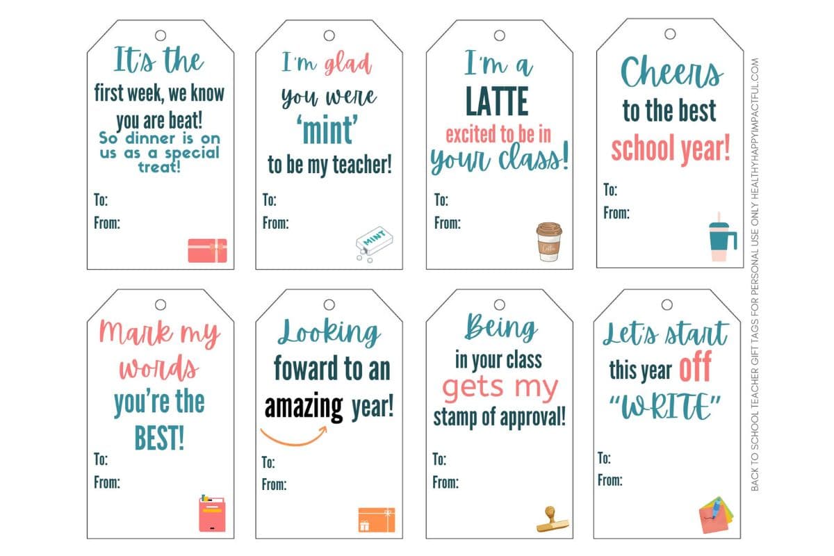 back to school teacher gift tags, first day of school