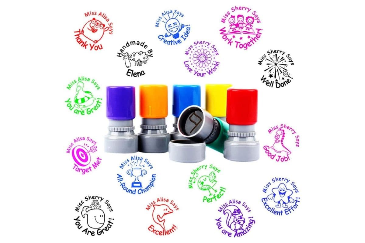 personalized self-ink stamps; back to school teacher gifts