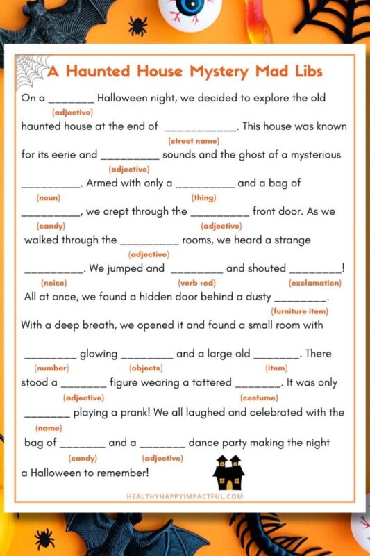 Haunted house mad libs