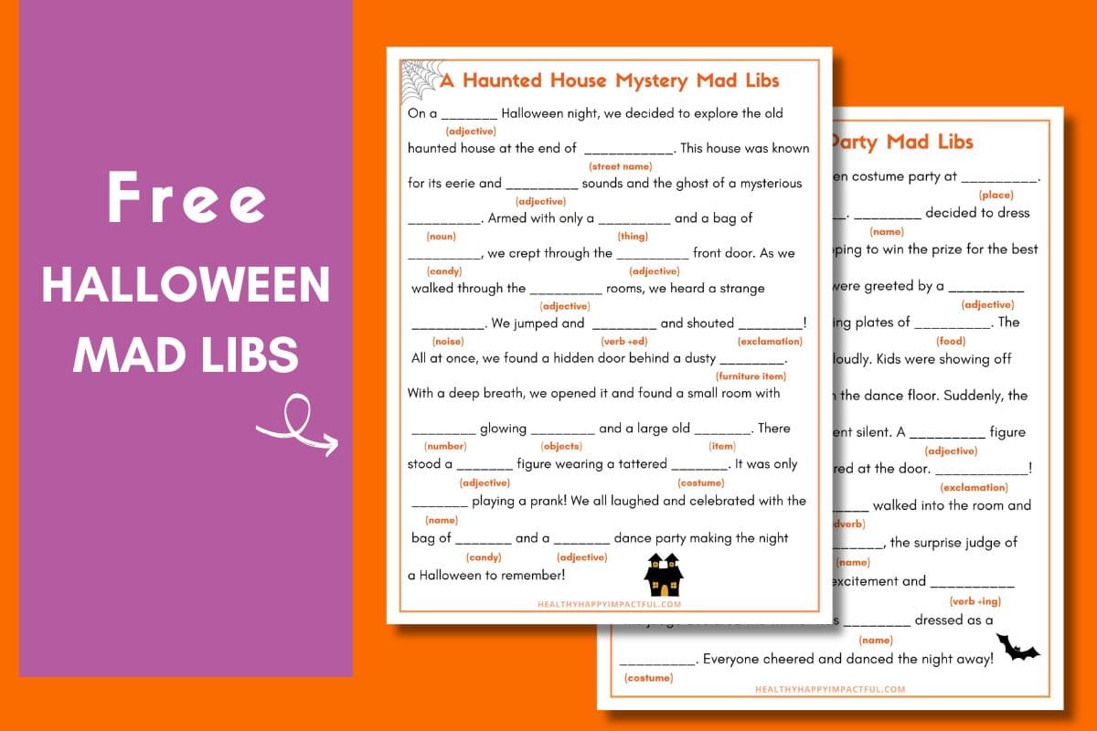 free Halloween mad libs story for kids