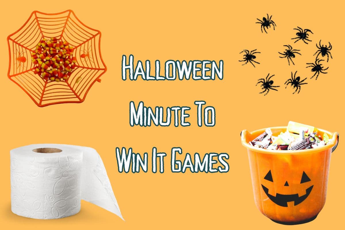 Halloween minute to win it party games for kids and adults; fun