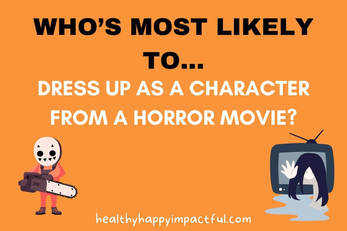 who's most likely to dress up as a character from a horror movie, adults quiz party game