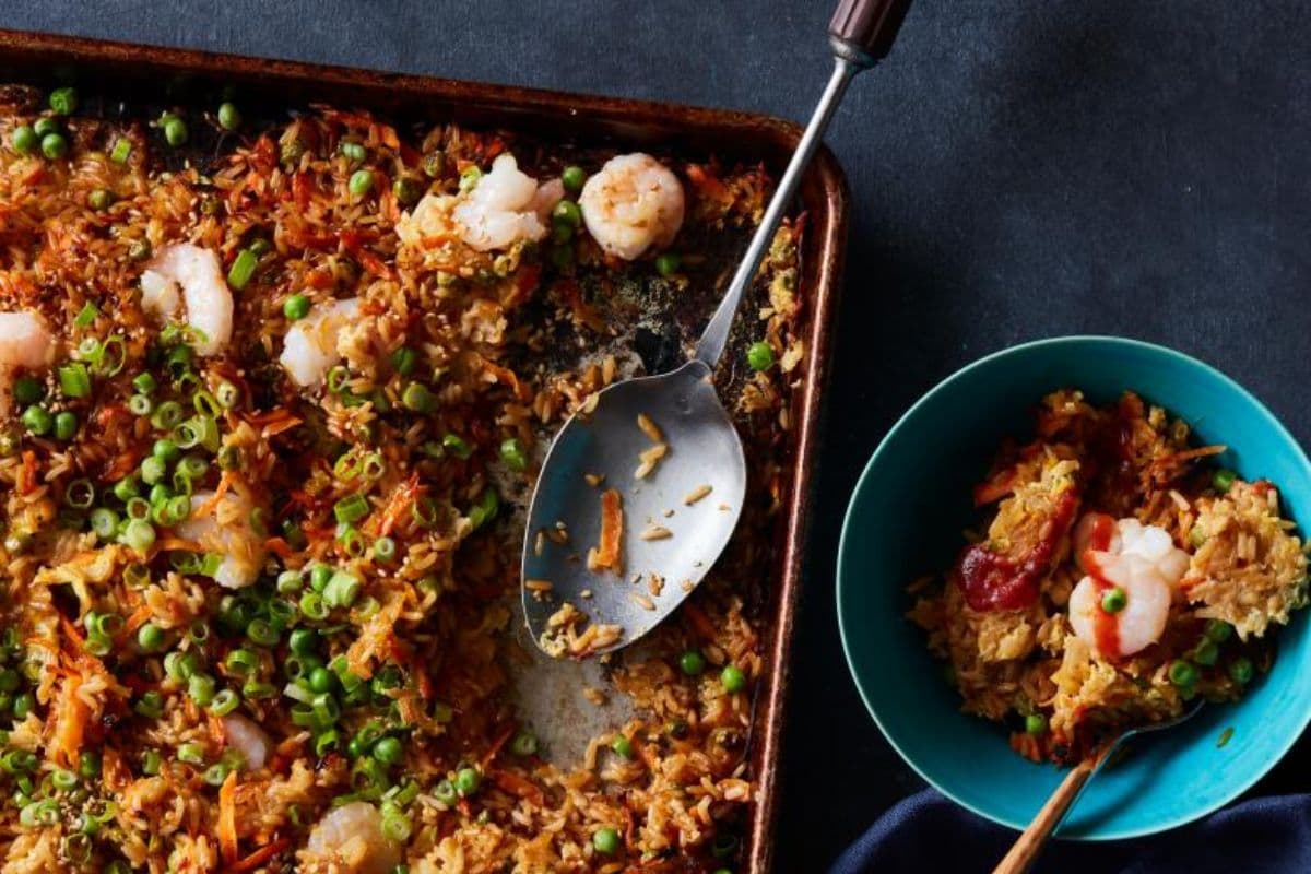 Sheet pan fried rice