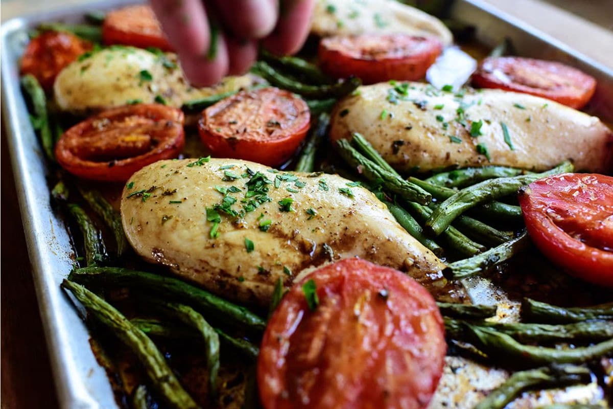 Italian chicken sheet pan supper