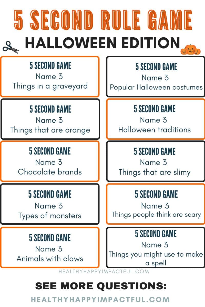 Best Halloween 5 second rule game words and rules to play