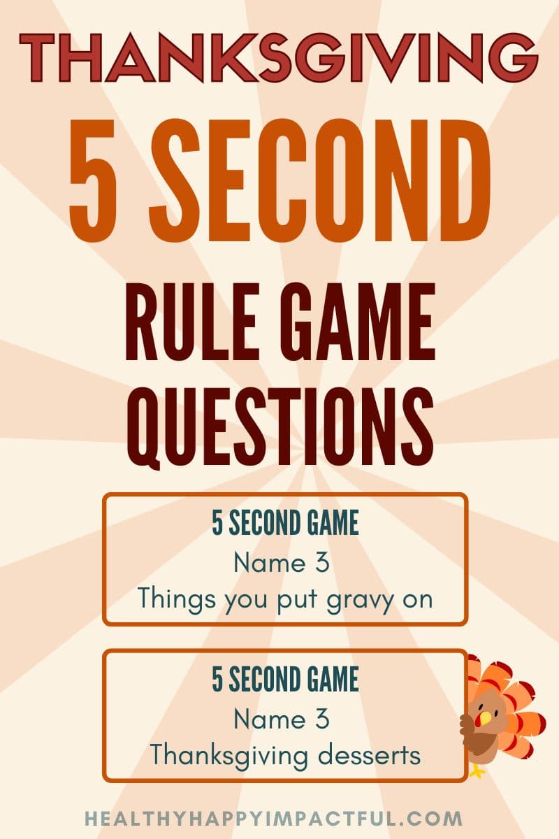 5 second games rules; thanksgiving edition