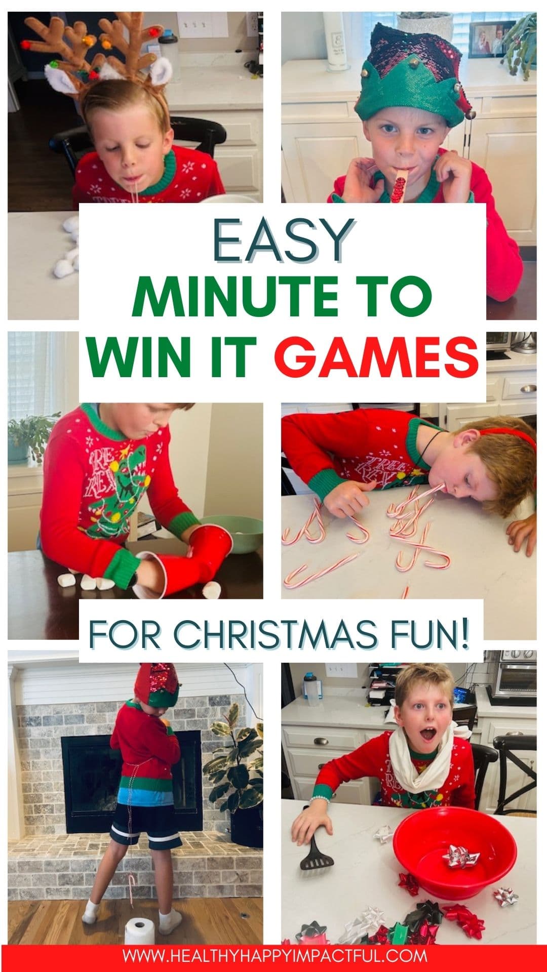 funny Christmas minute to win it games for groups, kids, and adults