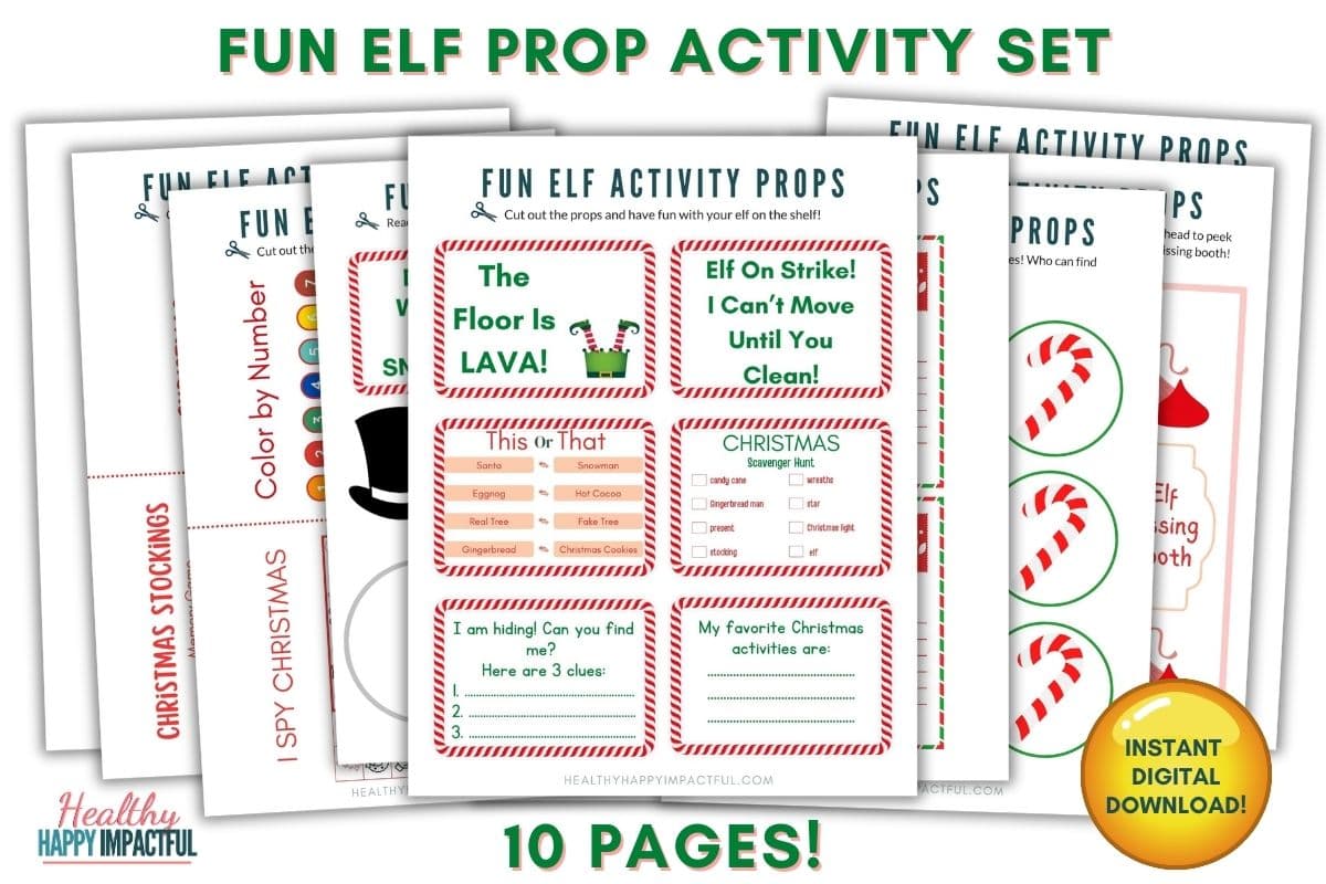 printable pack for elf props and activities