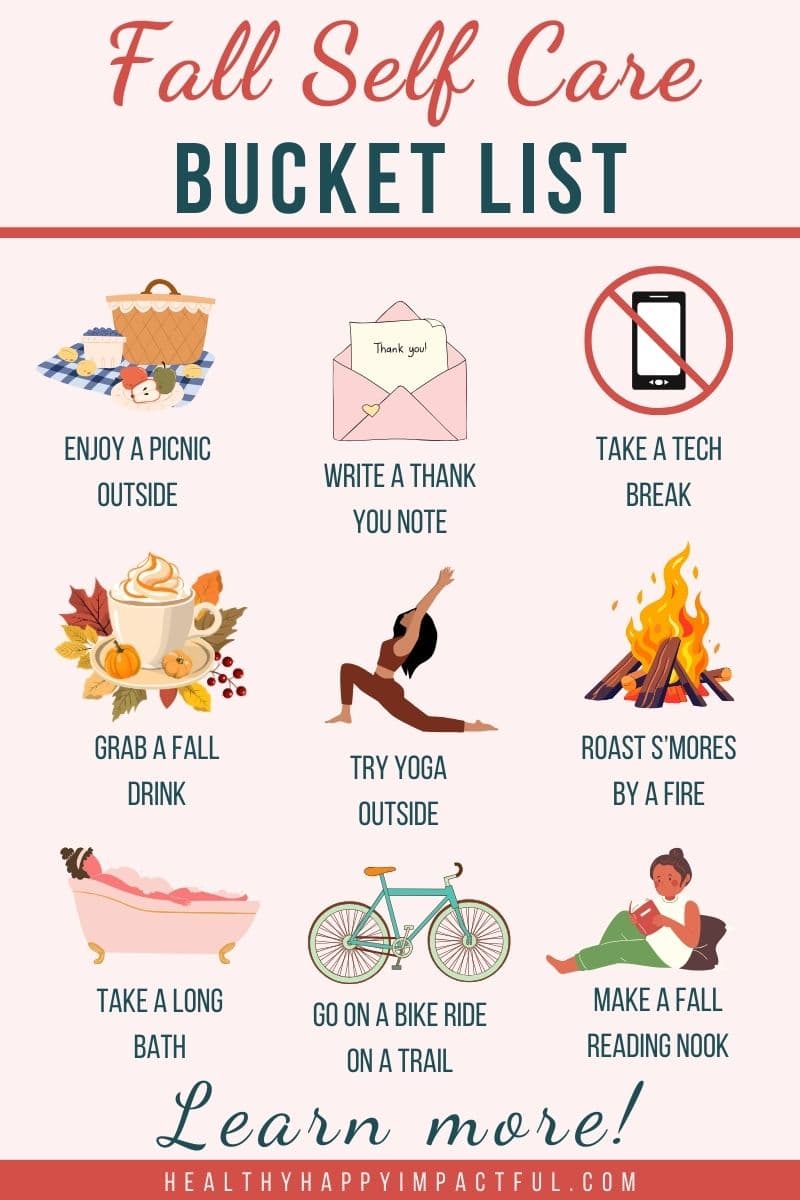 fall self care bucket list, ways to take care of yourself this Autumn