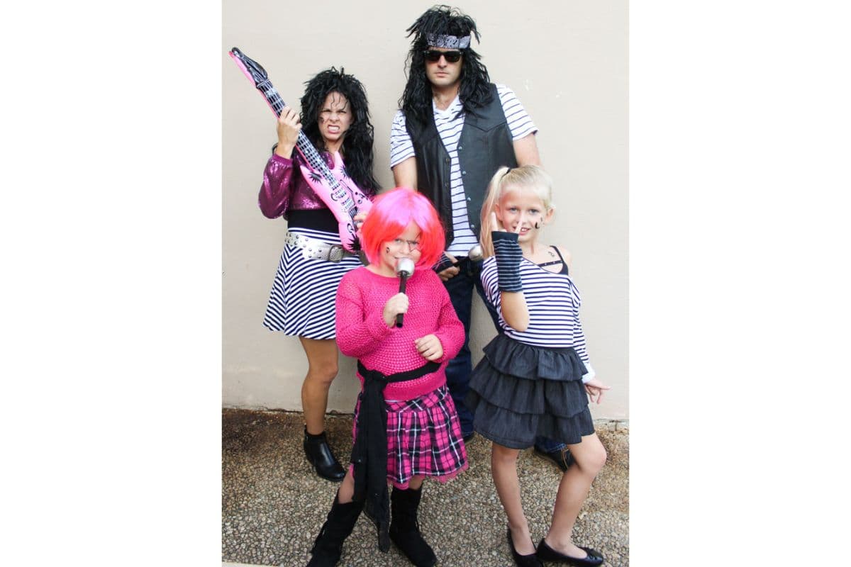 80s rock band costumes for families of any size; 3, 4, 5, 6