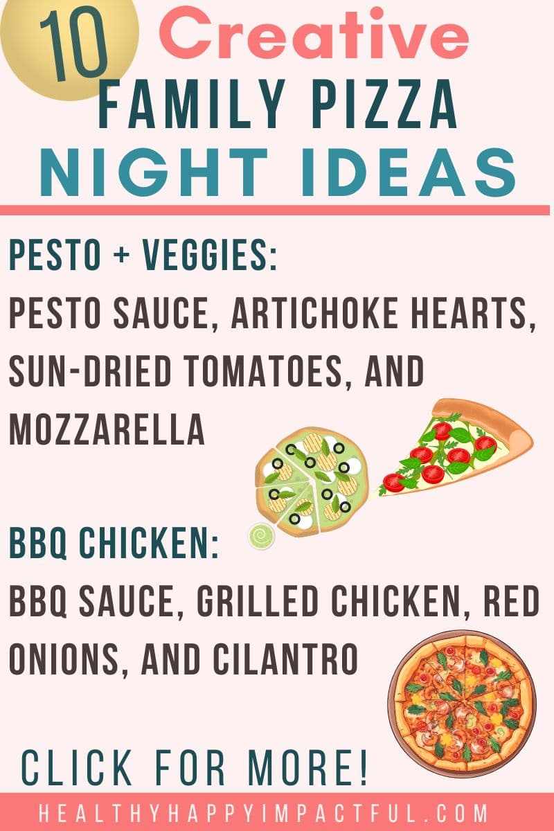 unique creative family pizza night ideas pin, toppings and games