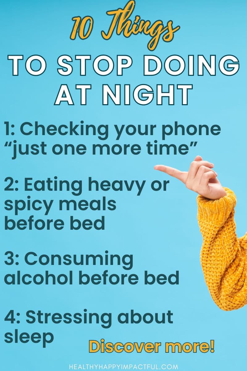 10 things to stop doing at night, bad habits to break pin