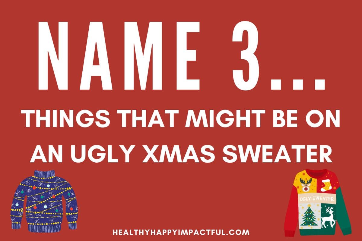 Name 3 things that might be on an ugly Christmas sweater