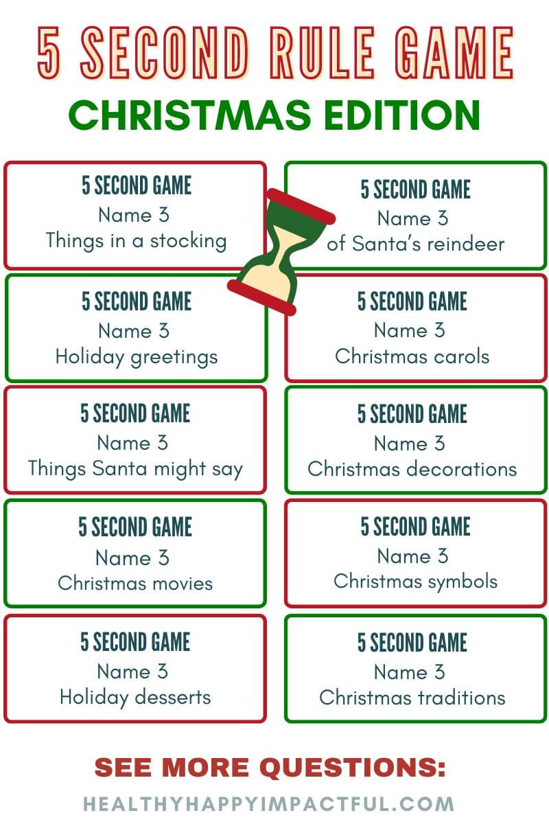 5 second rule game Christmas edition, name 3 things