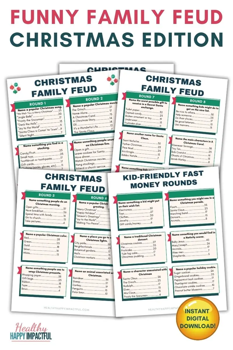 Christmas family feud printable game