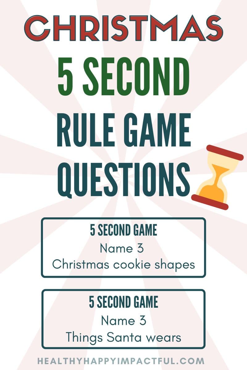 5 second game rule questions for holidays, Xmas, Christmas Day and Eve, party pin