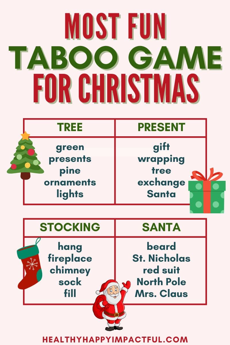 Christmas taboo game; cards;Santa Claus; forbidden words