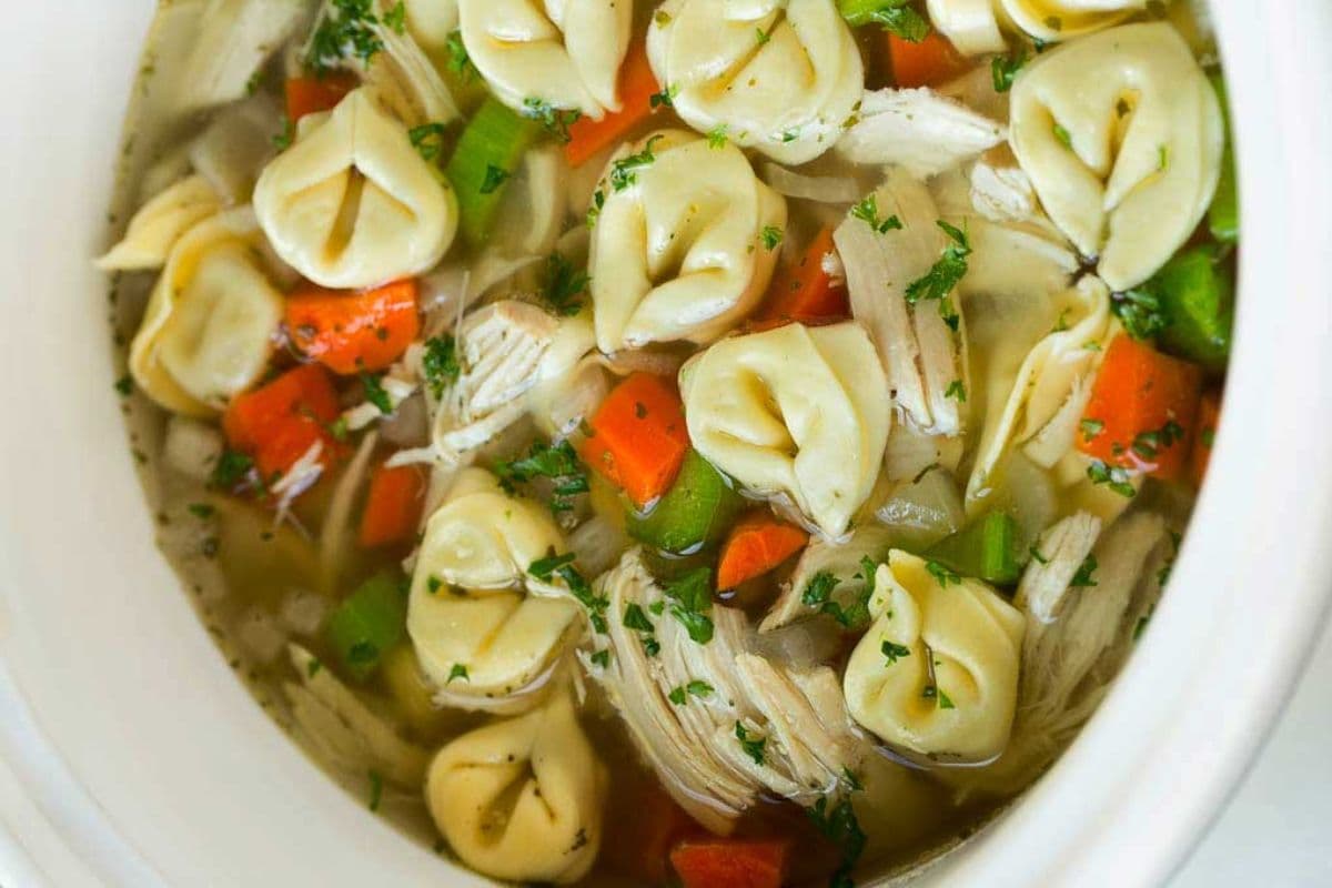 chicken tortillini; easy crockpot soups with chicken