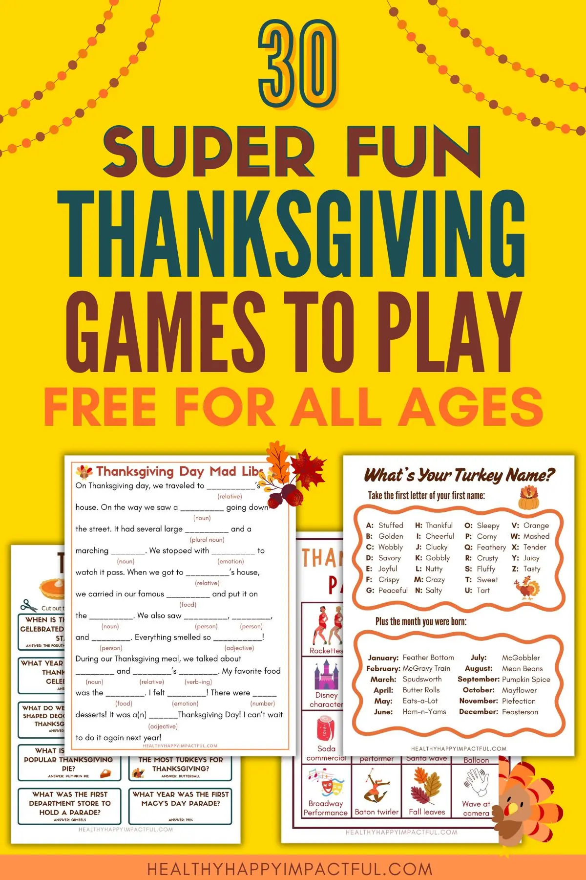 hilarious and fun Thanksgiving games to play with family and friends pin
