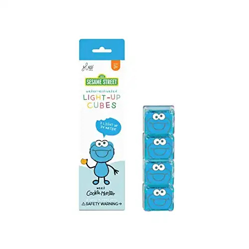 Glo Pals x Sesame Street Water-Activated Light-Up Cubes for Sensory Play (Cookie Monster - Blue)