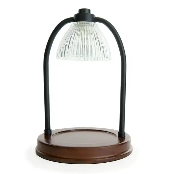 Better Homes and Gardens Candle Warmer Lamp, Black Ribbed Glass