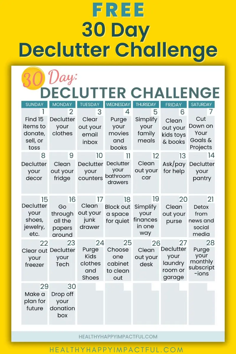 free pdf 30 day challenge to declutter your home and life pin