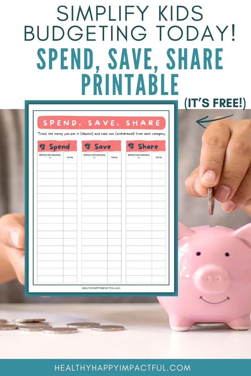 budgeting for kids plus free spend save share printable template