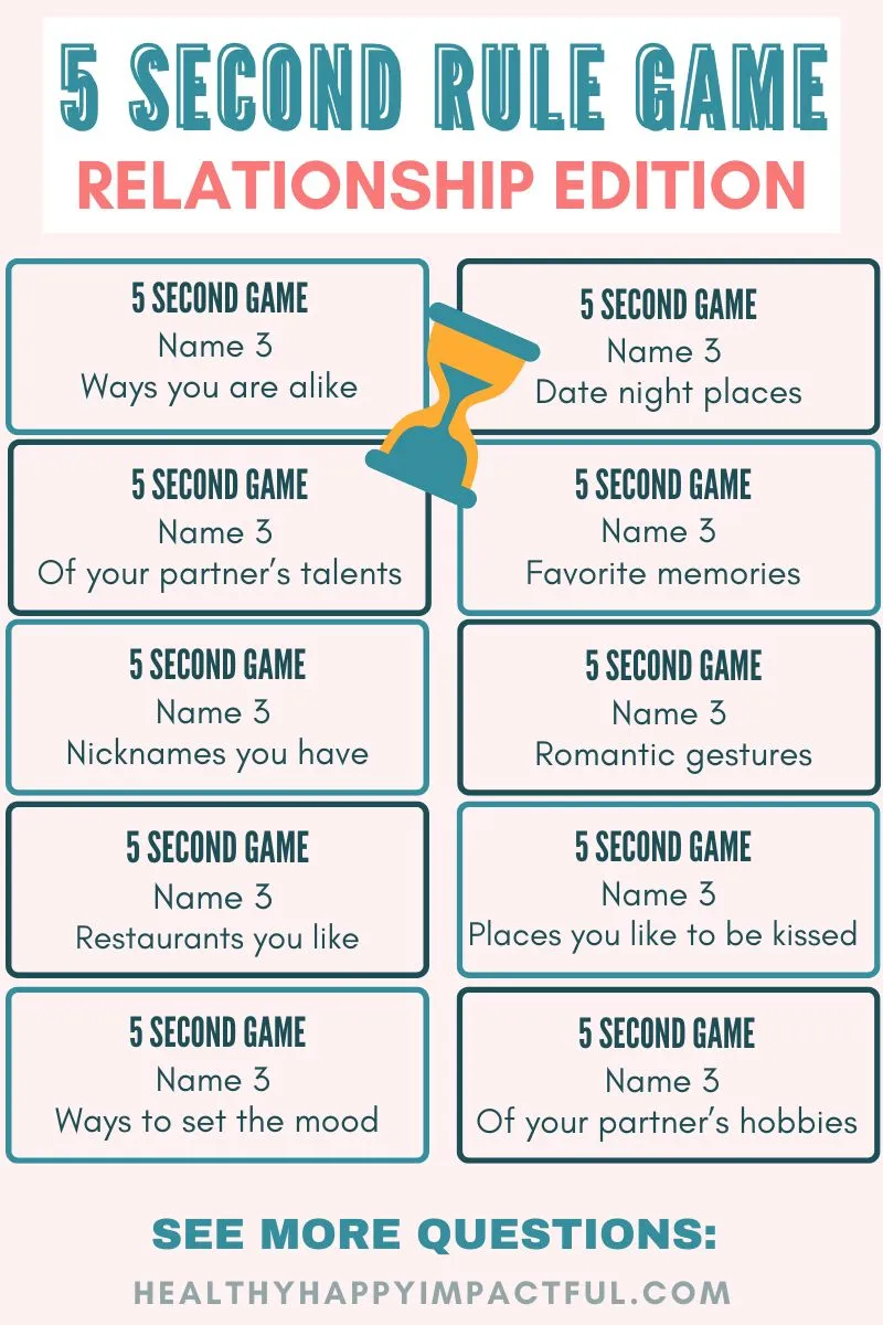 5 second rule game relationship edition; date night