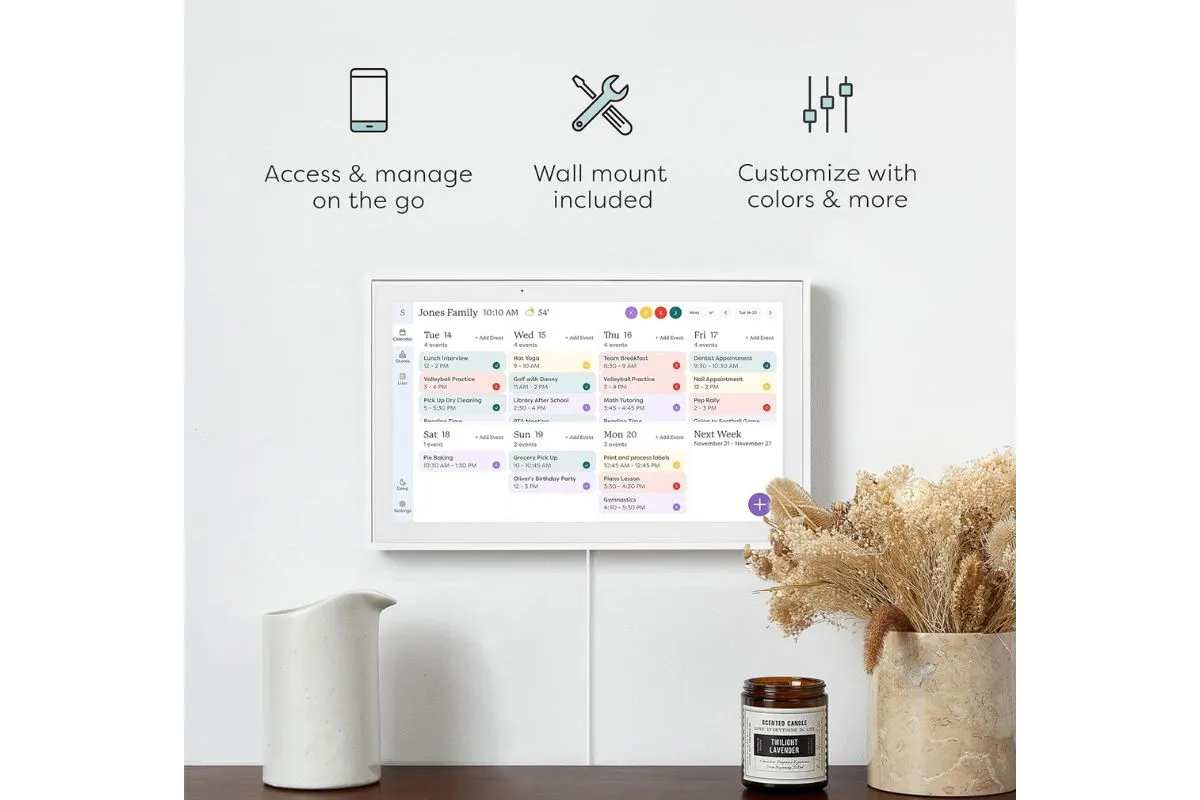 digital family command center; modern; wall calendar ideas