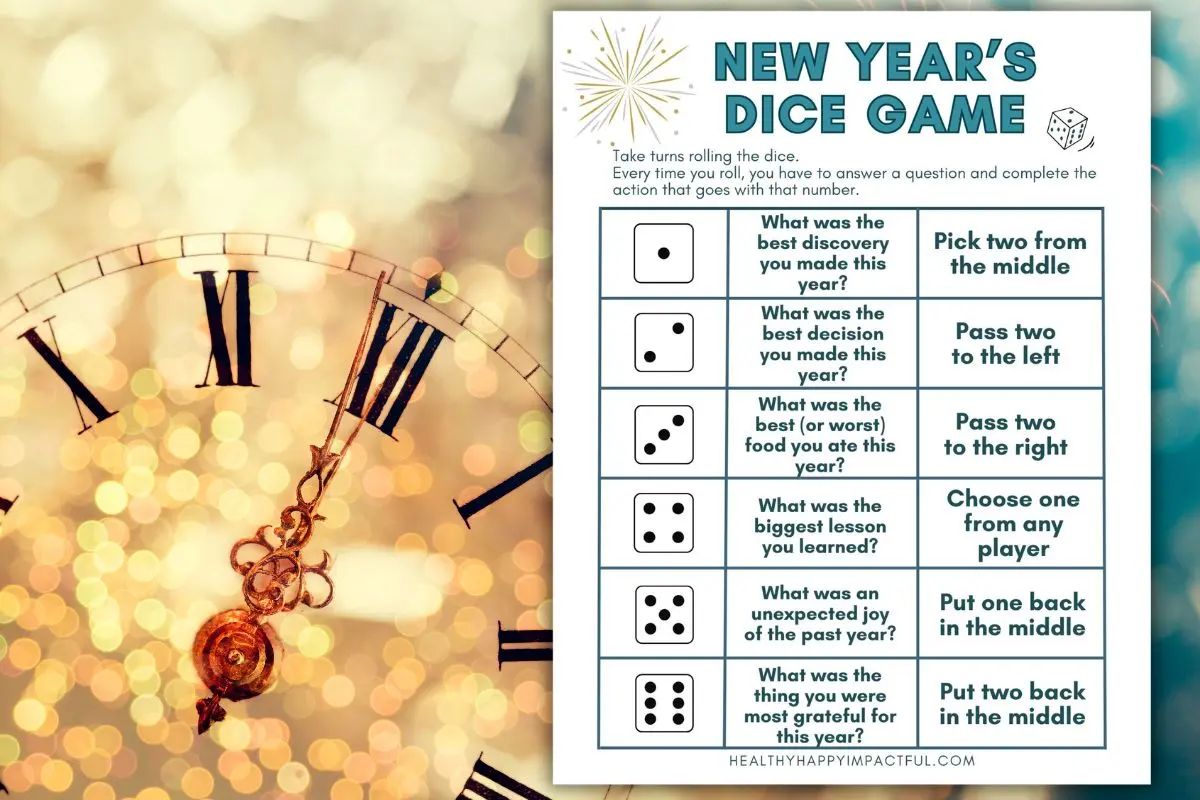 new years eve dice game and reflection questions